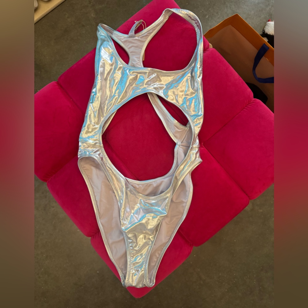SKIMS Cut-Out Metallic Swimsuit